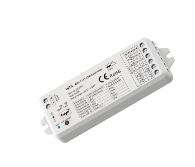 Контроллер WT5 - RGB+CCT, RGB+W, RGB, CCT, DIM (12-24DC, 5x3A, 2.4G, WiFi, Tuya)