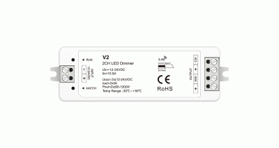 Контроллер V2 - CCT, DIM (12-24DC, 2x5A, 2.4G)