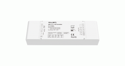 Контроллер V5-L - RGB+CCT, RGB+W, RGB, CCT, DIM (12-24DC, 5x6A, 2.4G, WiFi, Tuya)